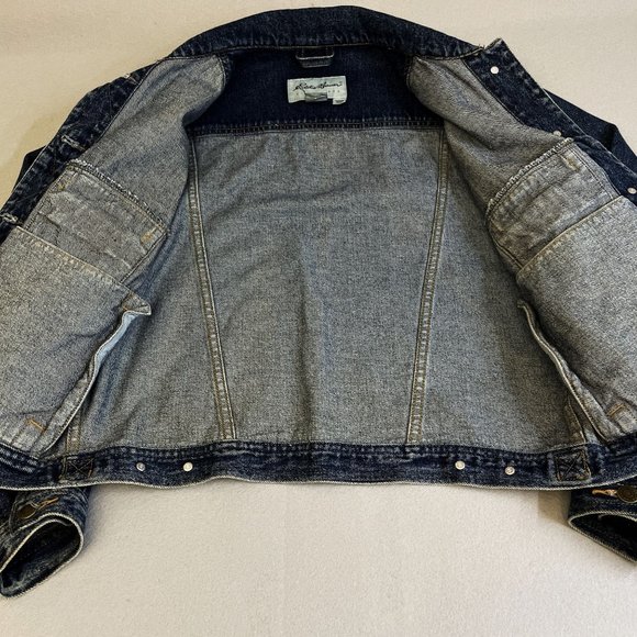 Eddie Bauer Jean Jacket Womens Medium M Blue Cotton‎ Denim Cropped Short Collar - Picture 3 of 9